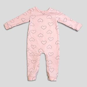 Nordstrom Heart Print Pink Baby Girls Romper 12 Months